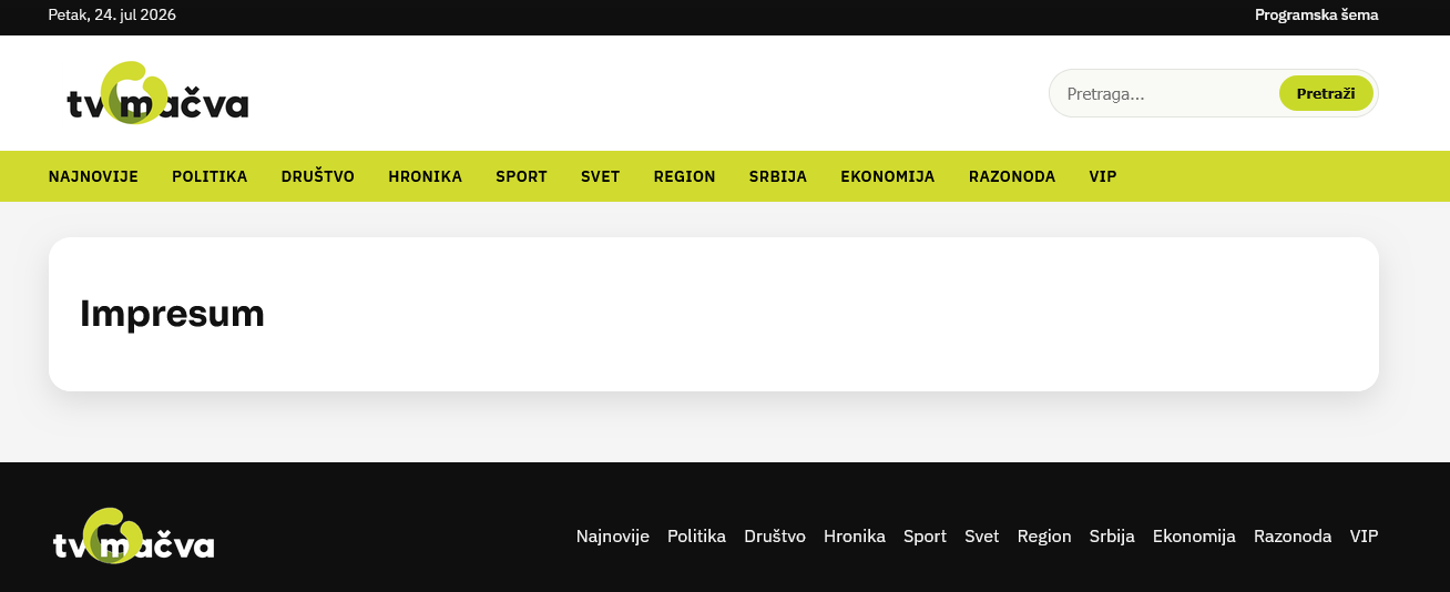 Cenzolovka: Portal TV Mačva koji je u Šapcu dobio 6,6 miliona dinara nema Impressum